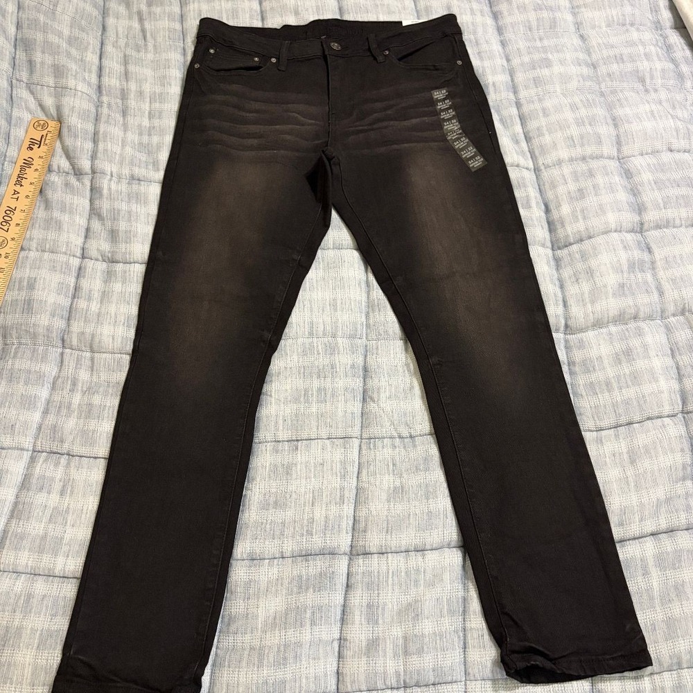 Rue21 Jeans Skinny Fit Distressed Premium Mens 34x32 Black Denim Casual NWT